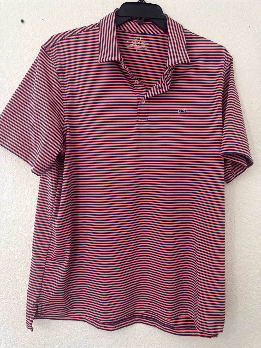 Vineyard Vines Pink & Navy Striped Polo